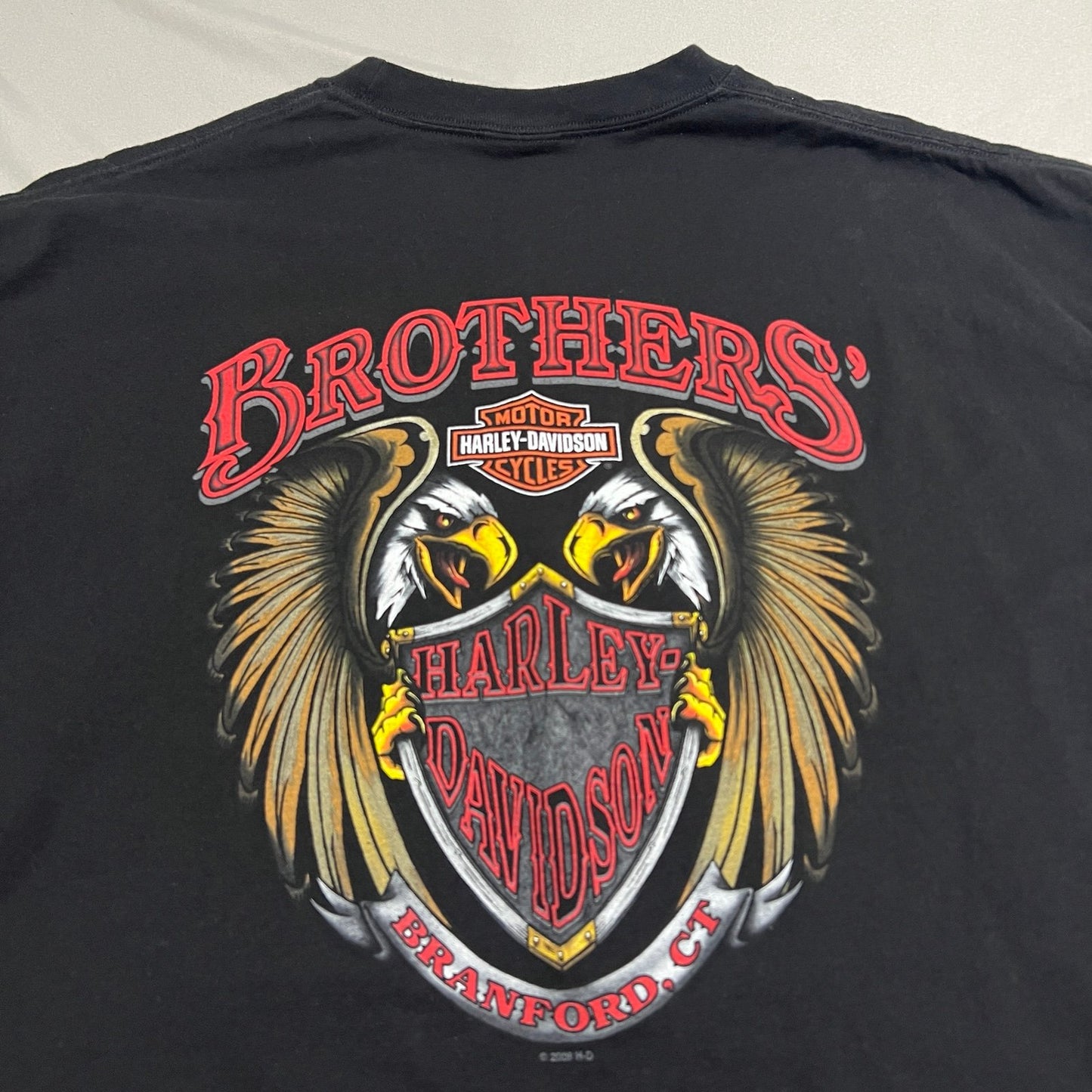 Harley Davidson Branford Shirt Mens 2XL XXL Clown Eagle Black Short Sleeve