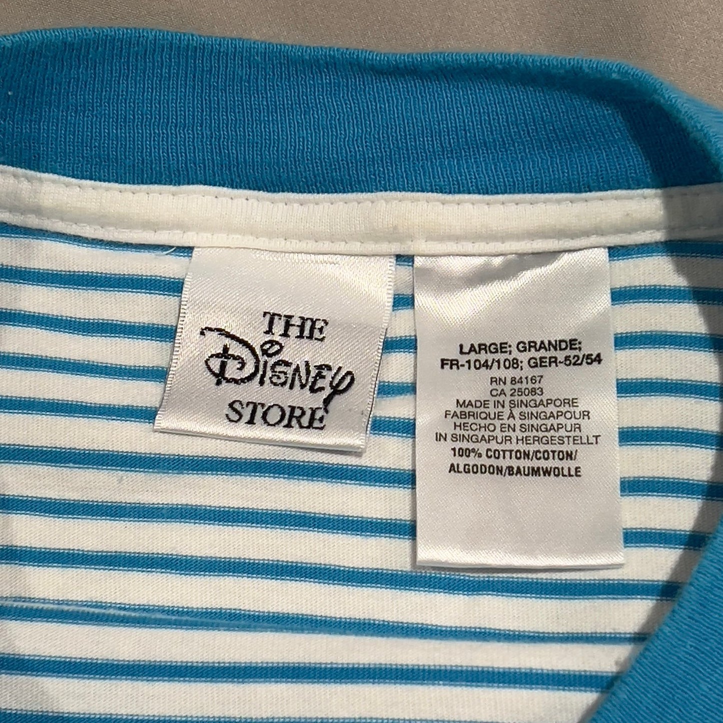 Vintage Winnie The Pooh Bear Hug Striped Shirt Mens Large Embroidered Blue White