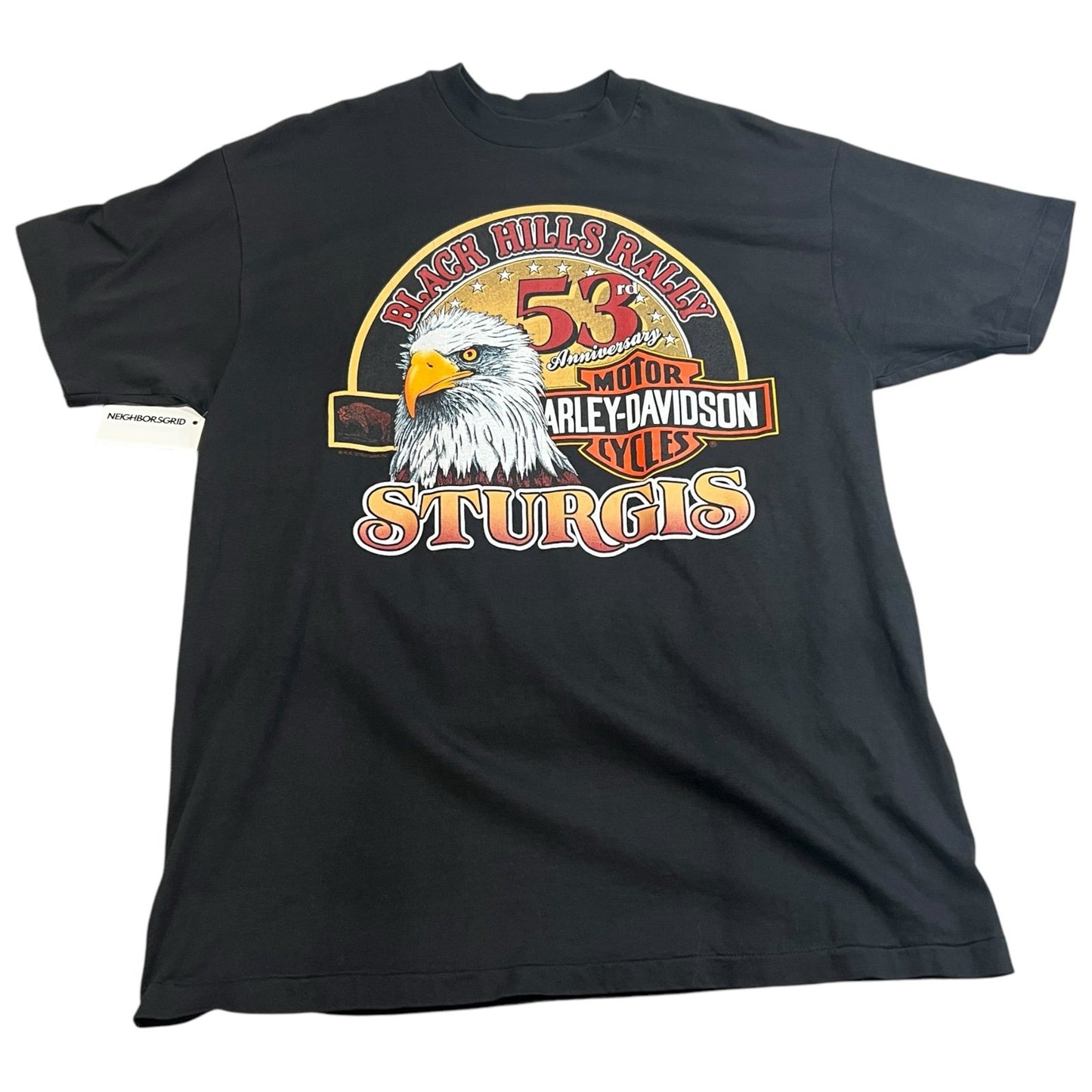 Vintage 90's Harley Davidson Black Hills Rally Womens Large Black Shirt Sturgis