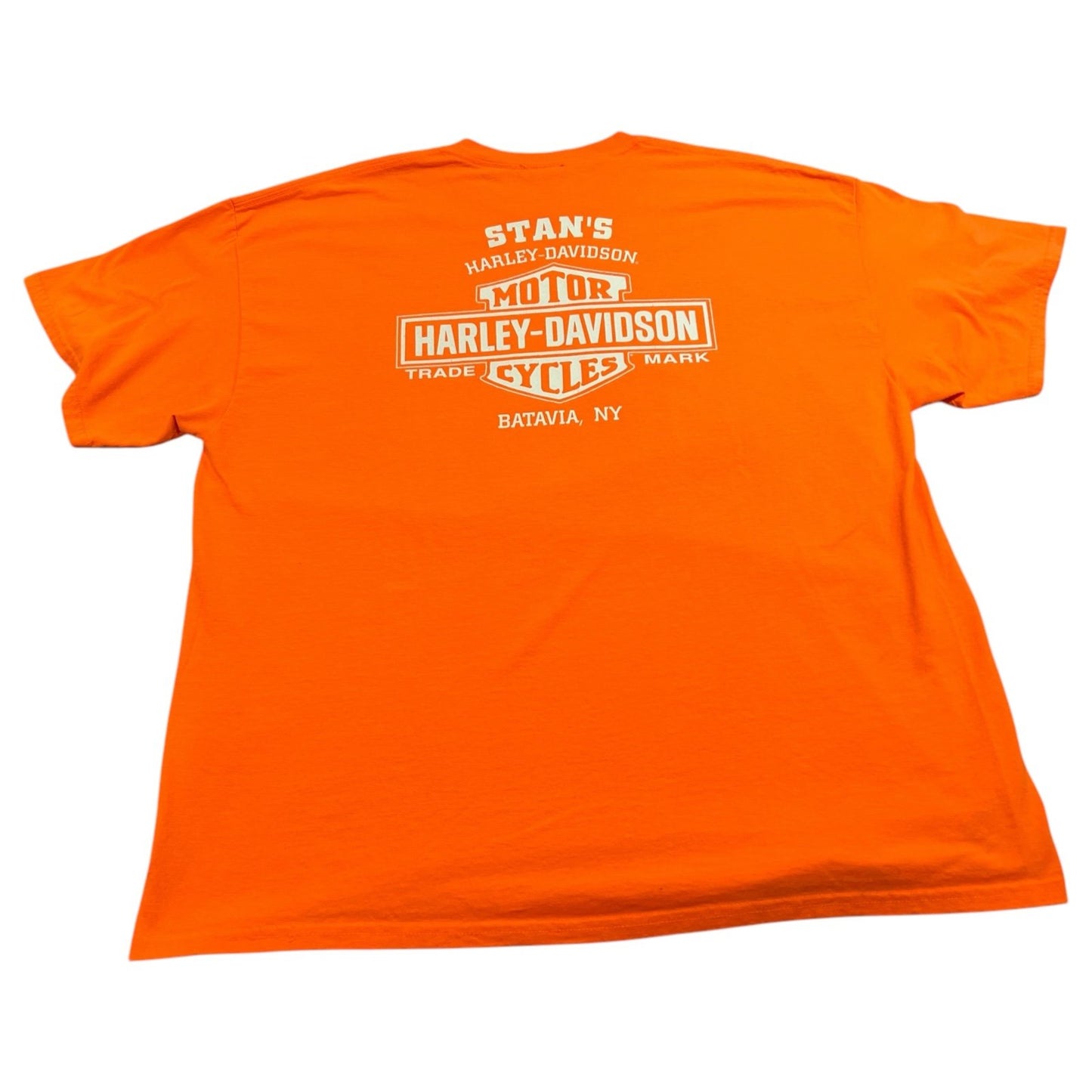 Harley Davidson Stan's Batavia Shirt Mens 2XL XXL Legendary Orange Short Sleeve