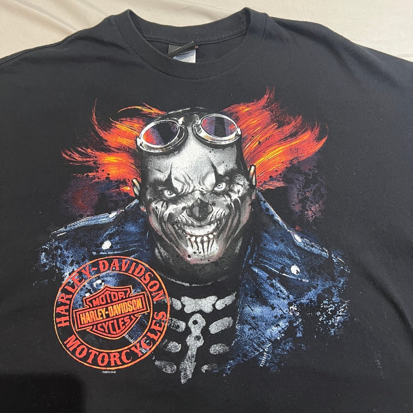 Harley Davidson Clown Shirt Mens 2XL XXL Zips Mackinaw City Cotton Black
