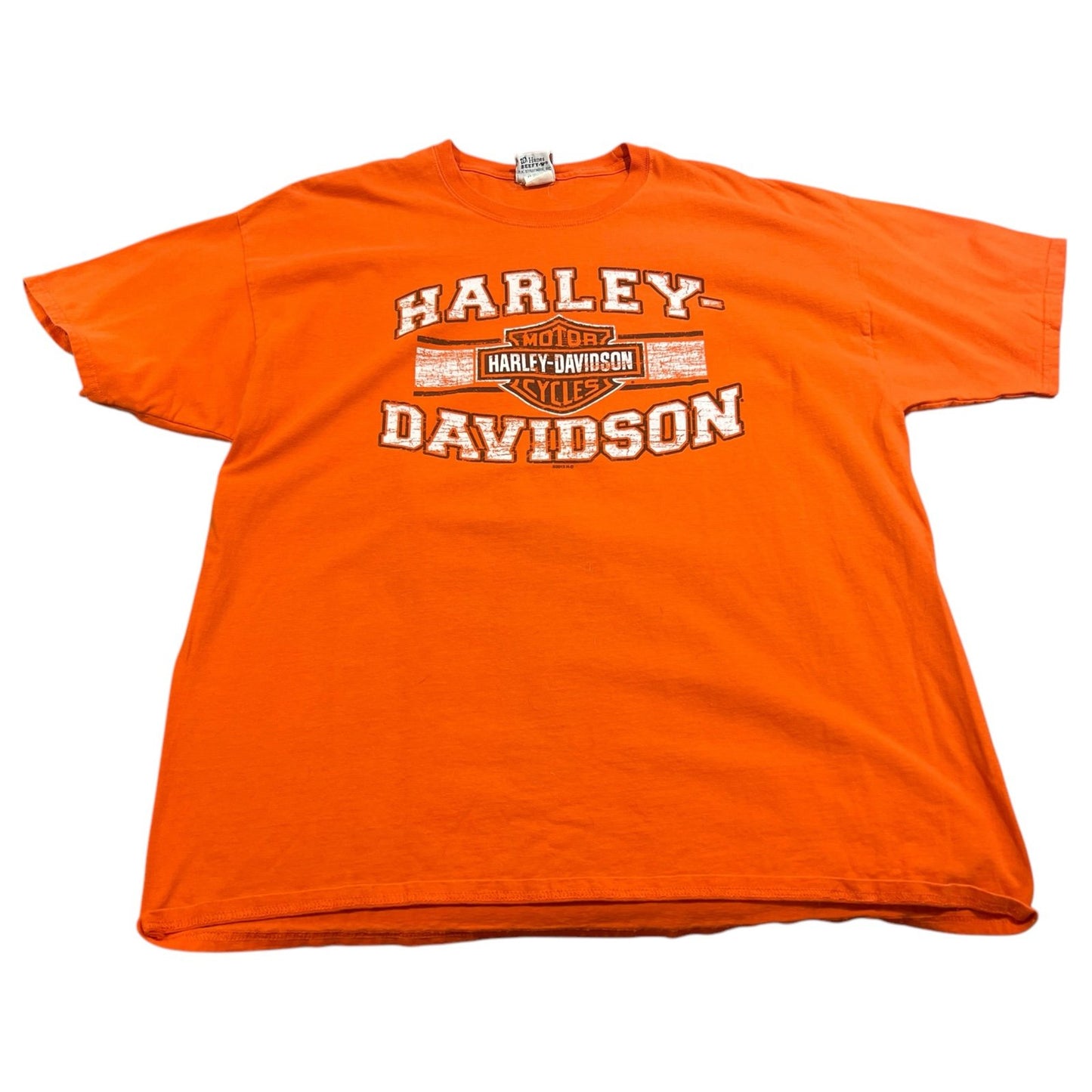 Harley Davidson Hanes Vehicle City Flint Mens 2XL XXL Orange Short Sleeve