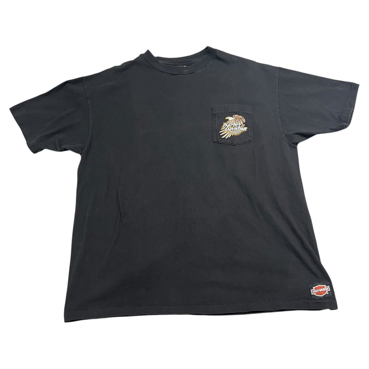 Vintage 90's Harley Davidson Pocket Shirt Womens XL Shore Sleeve Black Princeton