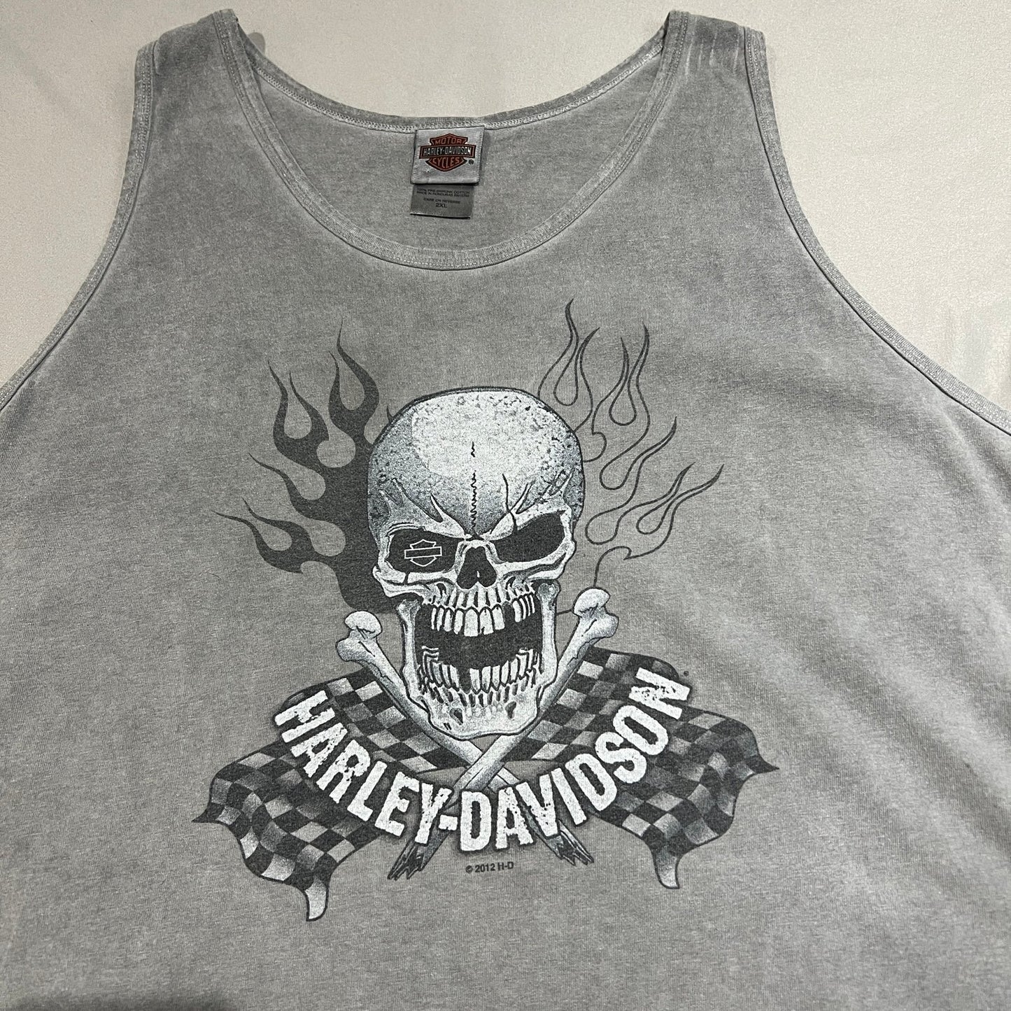 Harley Davidson Sleeveless Tank Top Shirt Mens 2XL XXL Gray Sioux Falls Skull