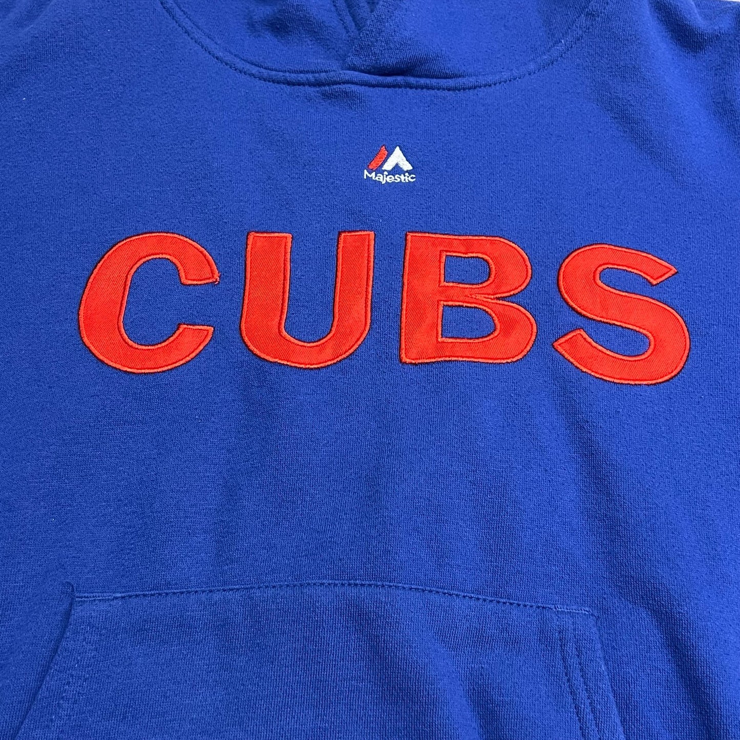 Chicago Cubs Hoodie Womans Large Sweat Shirt Blue MLB Majestic Pullover