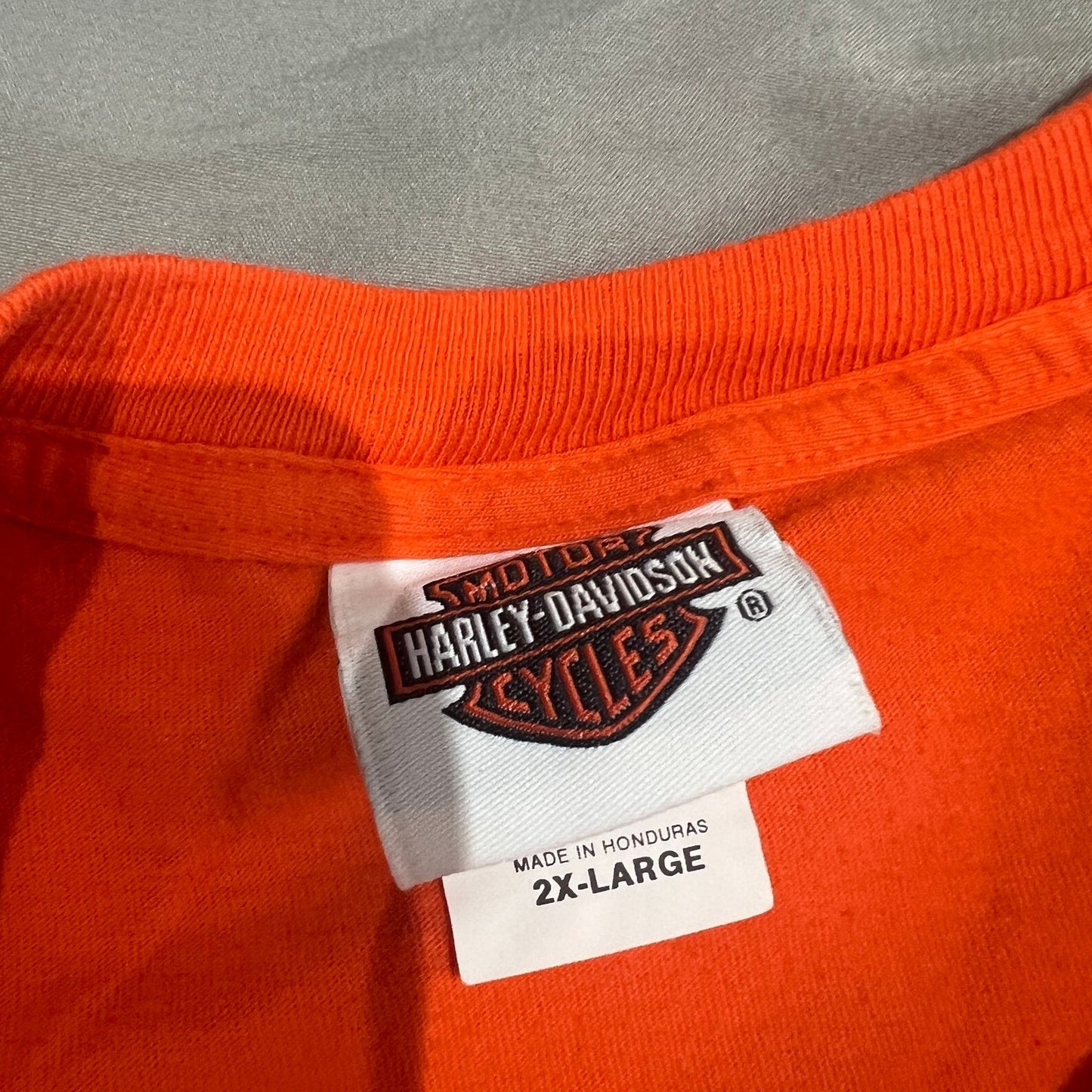 Harley Davidson Shirt Mens 2XL XXL Over 30 Years Mississippi Coast Orange Biloxi