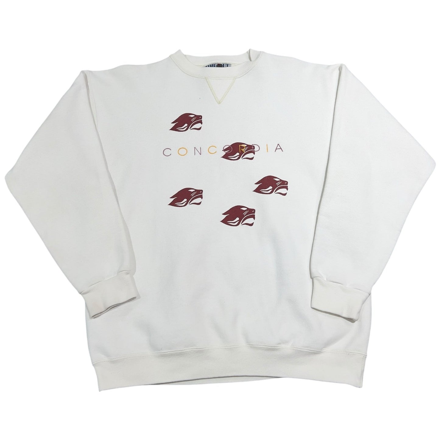 Vintage Concordia University Chicago Cougars Crewneck Sweater Mens Large White