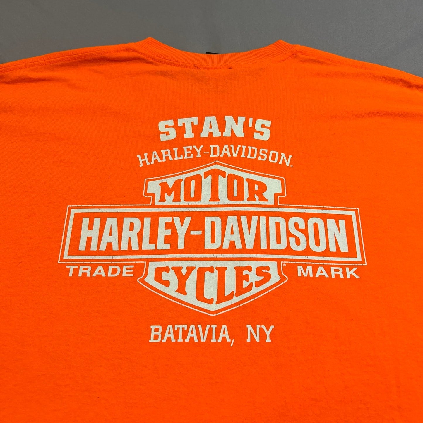 Harley Davidson Stan's Batavia Shirt Mens 2XL XXL Legendary Orange Short Sleeve
