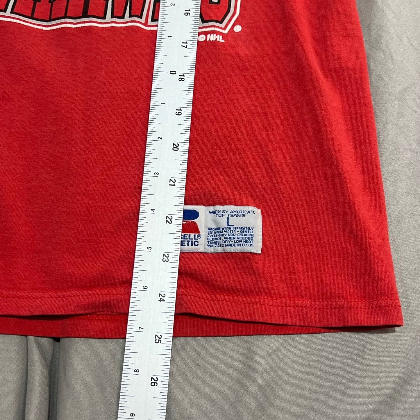 Vintage 90's Chicago Blackhawks Shirt Kids Youth large Russell Athletic NHL Red