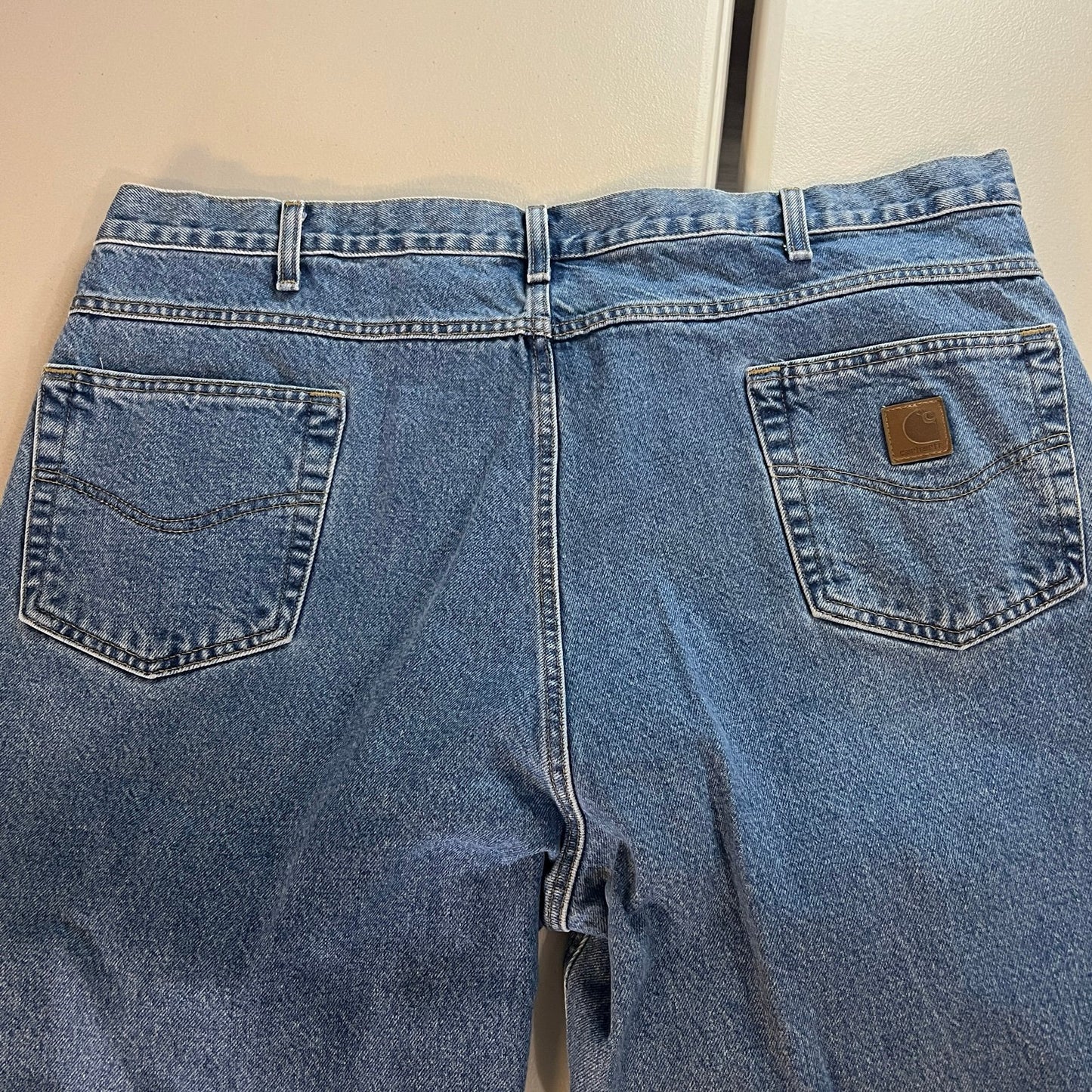Carhartt Jeans Mens 44x34 Blue Denim B17 STW Relaxed Workwear Rugged Outdoors