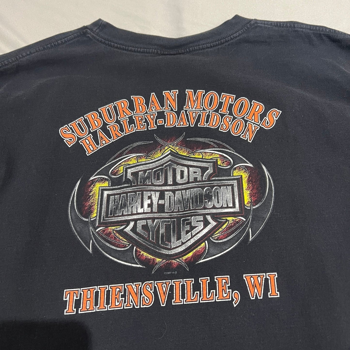 Harley Davidson Thiensville Shirt Mens XXL 2XL American Eagle Black Short Sleeve