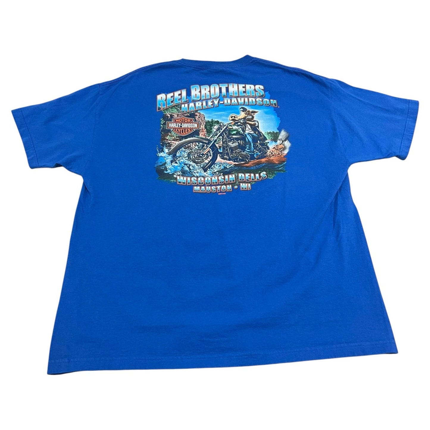 Harley Davidson Mauston Shirt Mens 2XL XXL Short Sleeve Blue Motorcycle Biker
