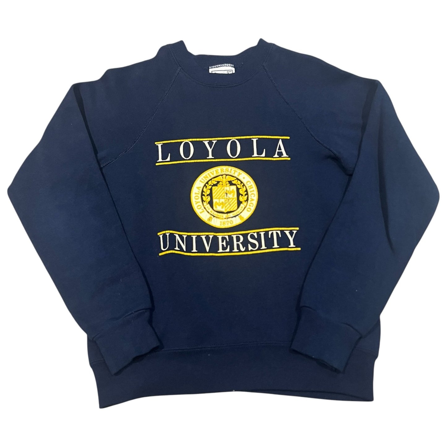 Vintage Loyola University Crewneck Sweater Kids Youth Medium Pullover Blue NCAA