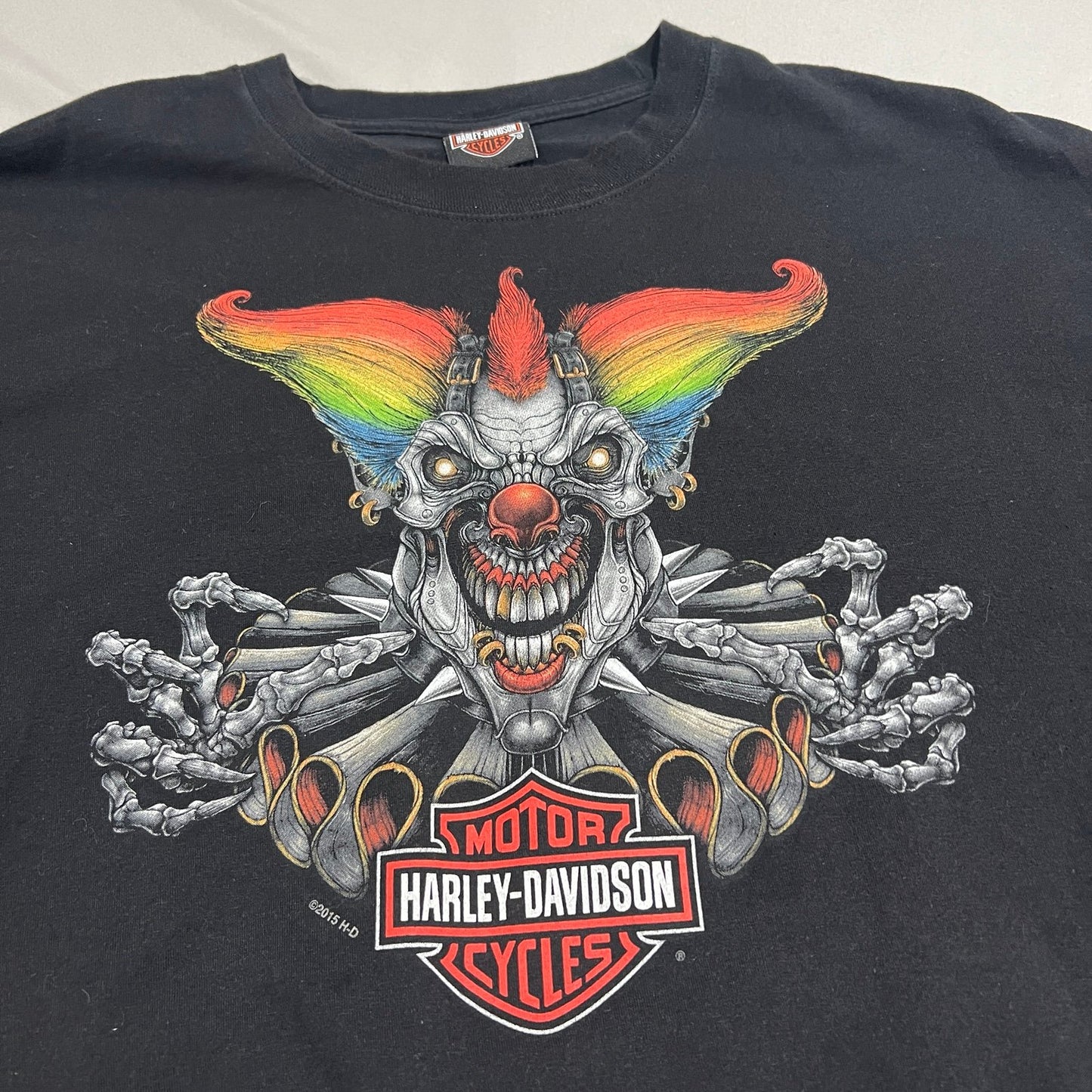 Harley Davidson Branford Shirt Mens 2XL XXL Clown Eagle Black Short Sleeve