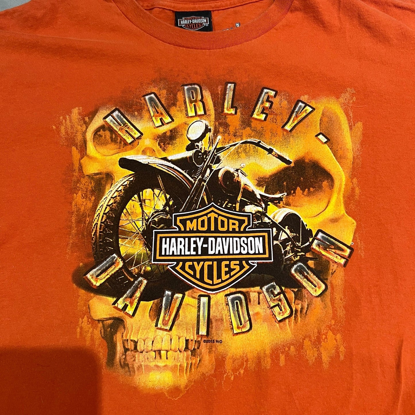 Harley Davidson Honolulu Hawaii Shirt Mens 2XL XXL Short Sleeve Orange Flames
