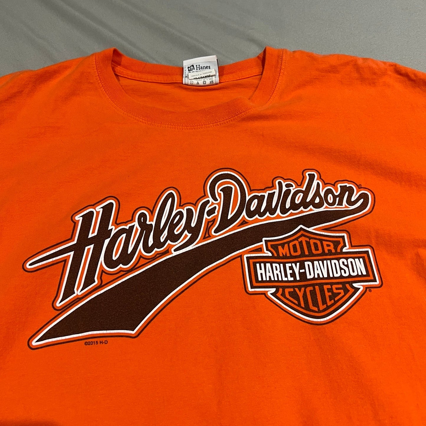 Harley Davidson Manteno Phantom Shirt Womens 2XL XXL Orange Short Sleeve
