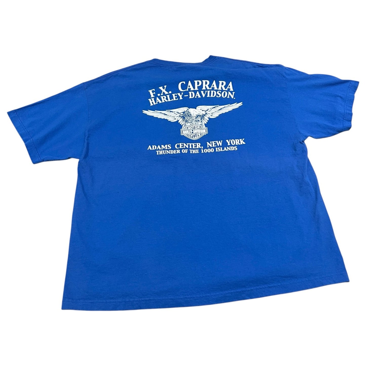 Harley Davidson Shirt Mens 2XL XXL Thunder Of The 1000 Islands Blue Adams Center