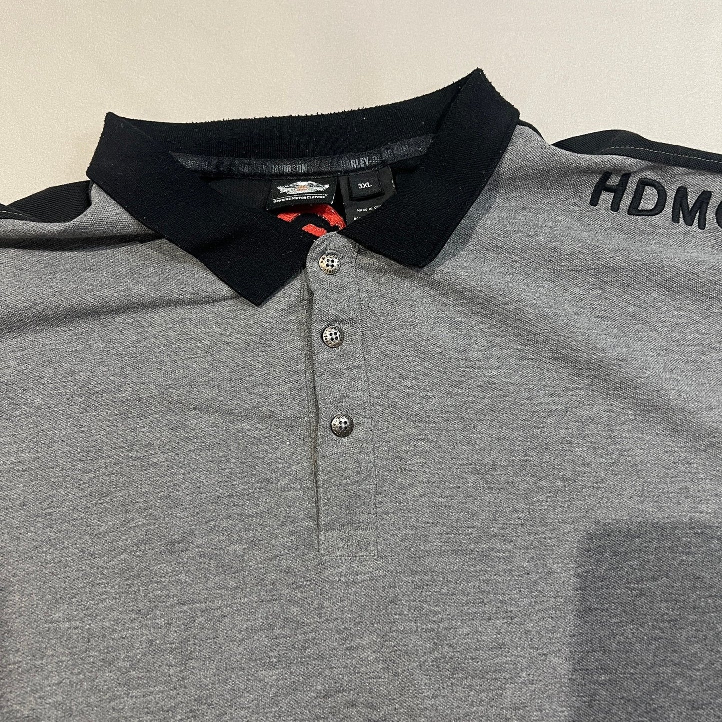 Harley Davidson Polo Shirt Mens 3XL XXXL Collared Gray Motorcycles Short Sleeve