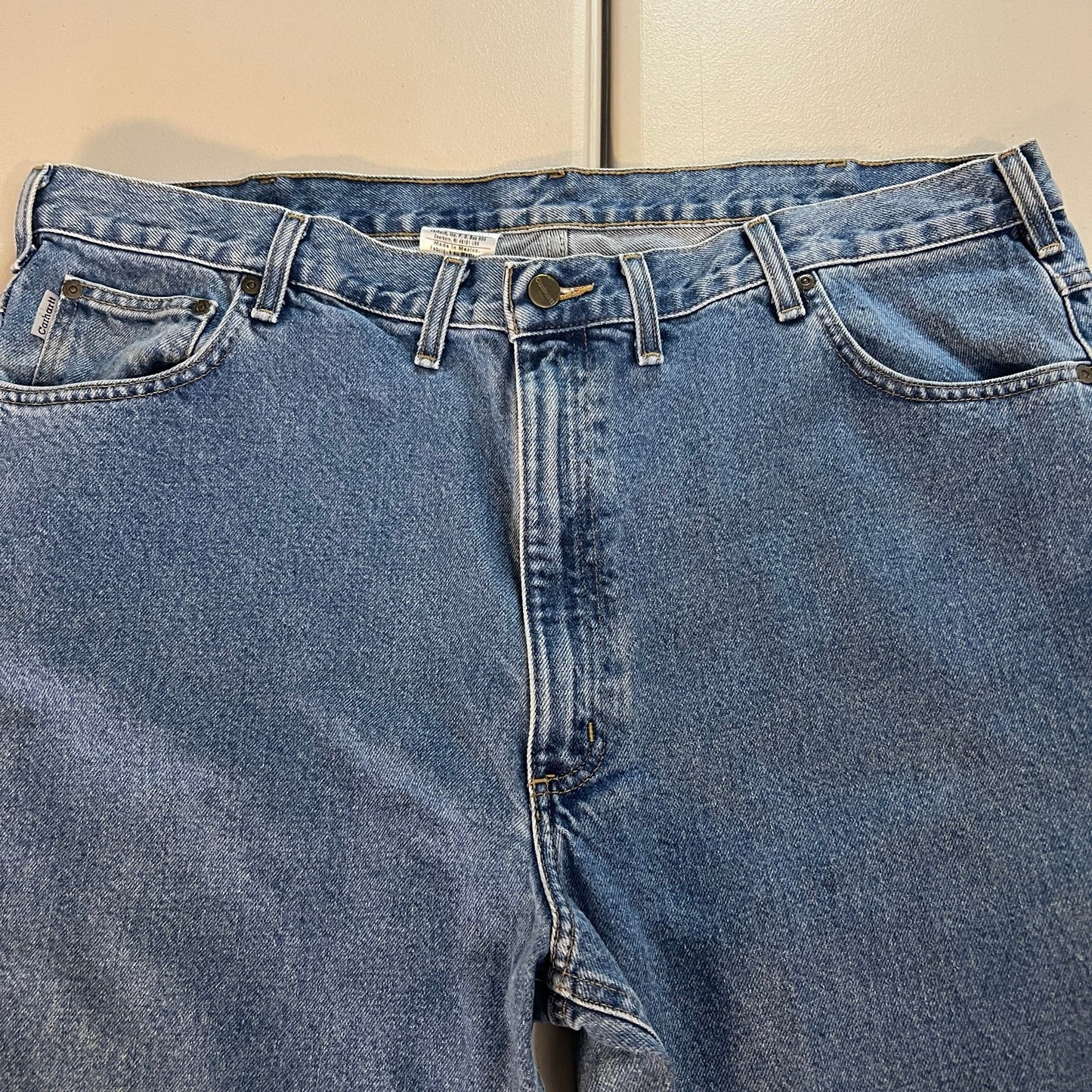 Carhartt Jeans Mens 44x34 Blue Denim B17 STW Relaxed Workwear Rugged Outdoors