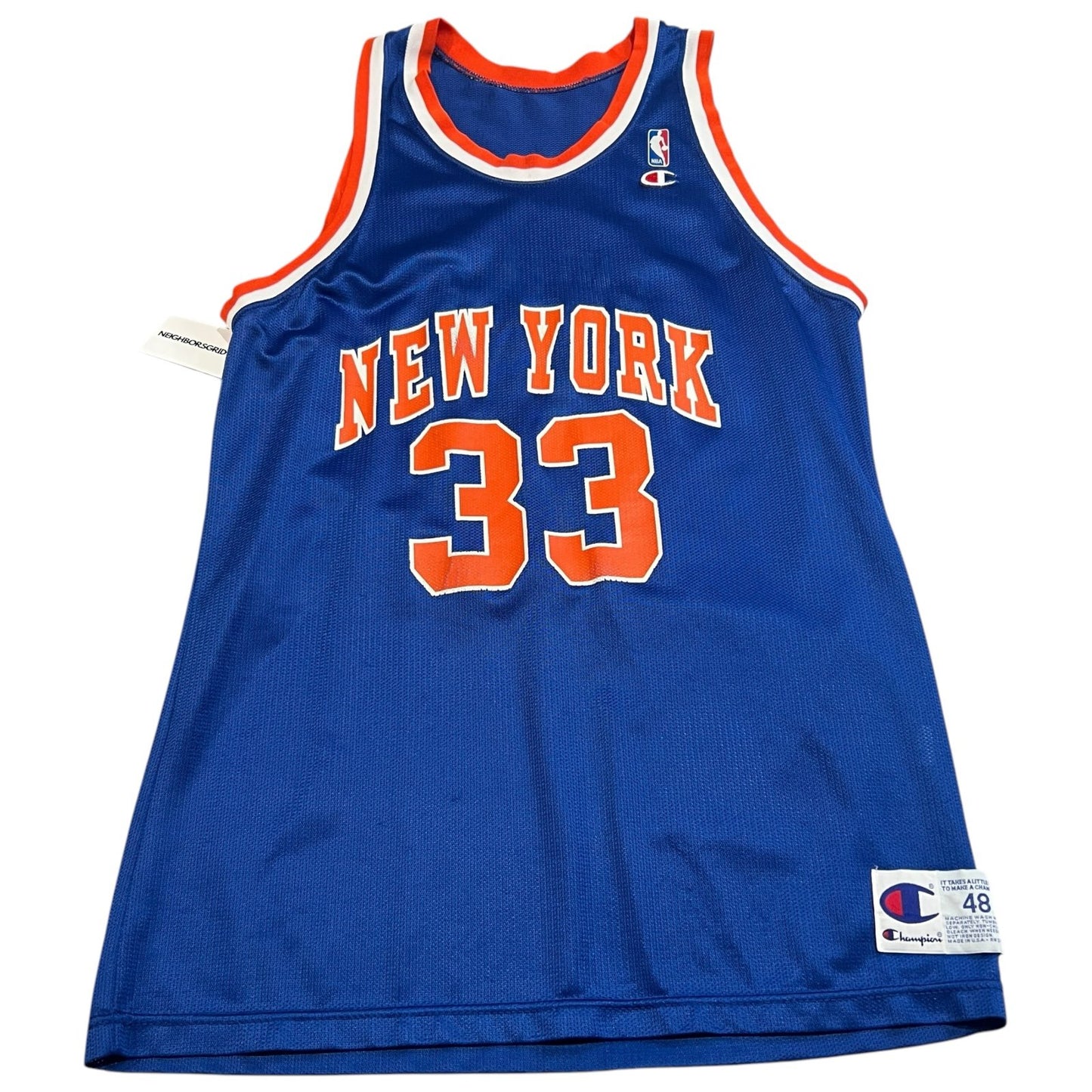Vintage Patrick Ewing New York Nets NBA #33 Jersey Champion Mens Large Blue
