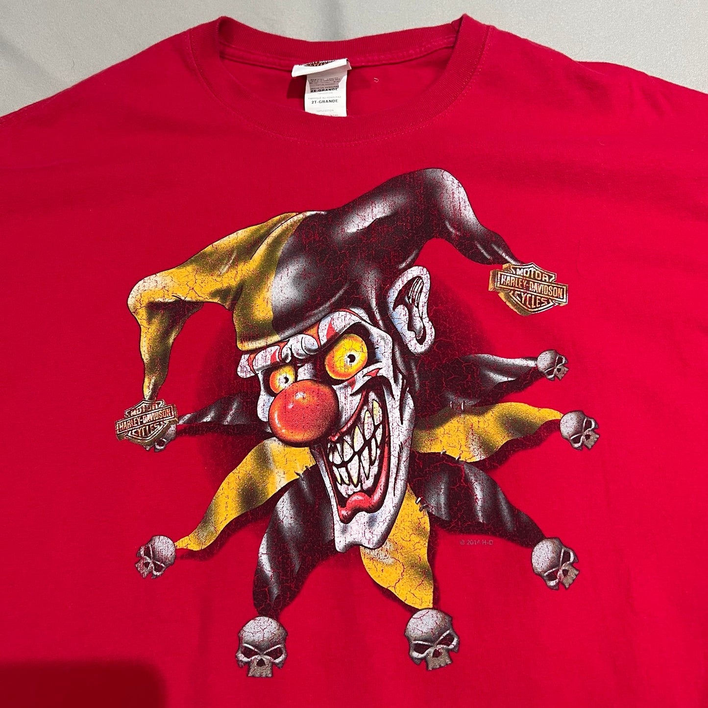 Harley Davidson Bay City Great Lakes Shirt Mens 2XL XXL Motorcycles Clown Red
