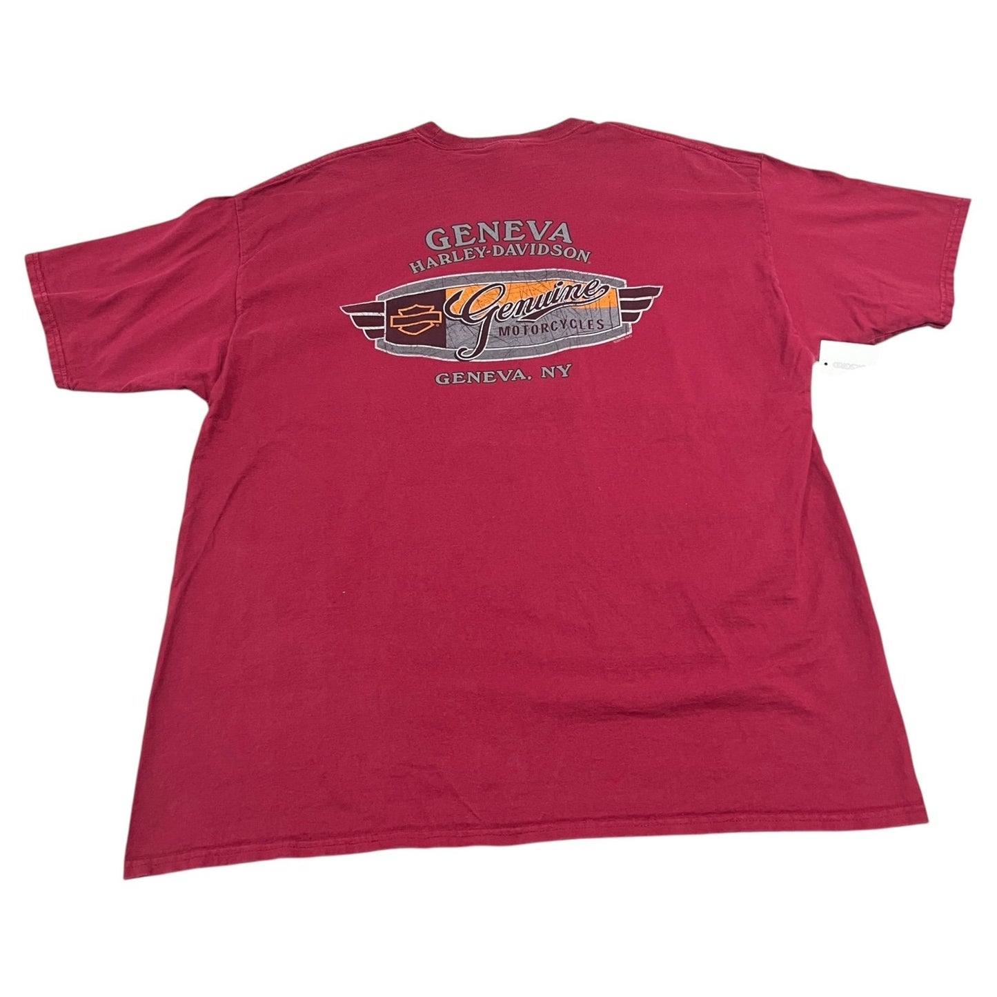 Harley Davidson Geneva New York Shirt Mens 2XL XXL Short Sleeve Red