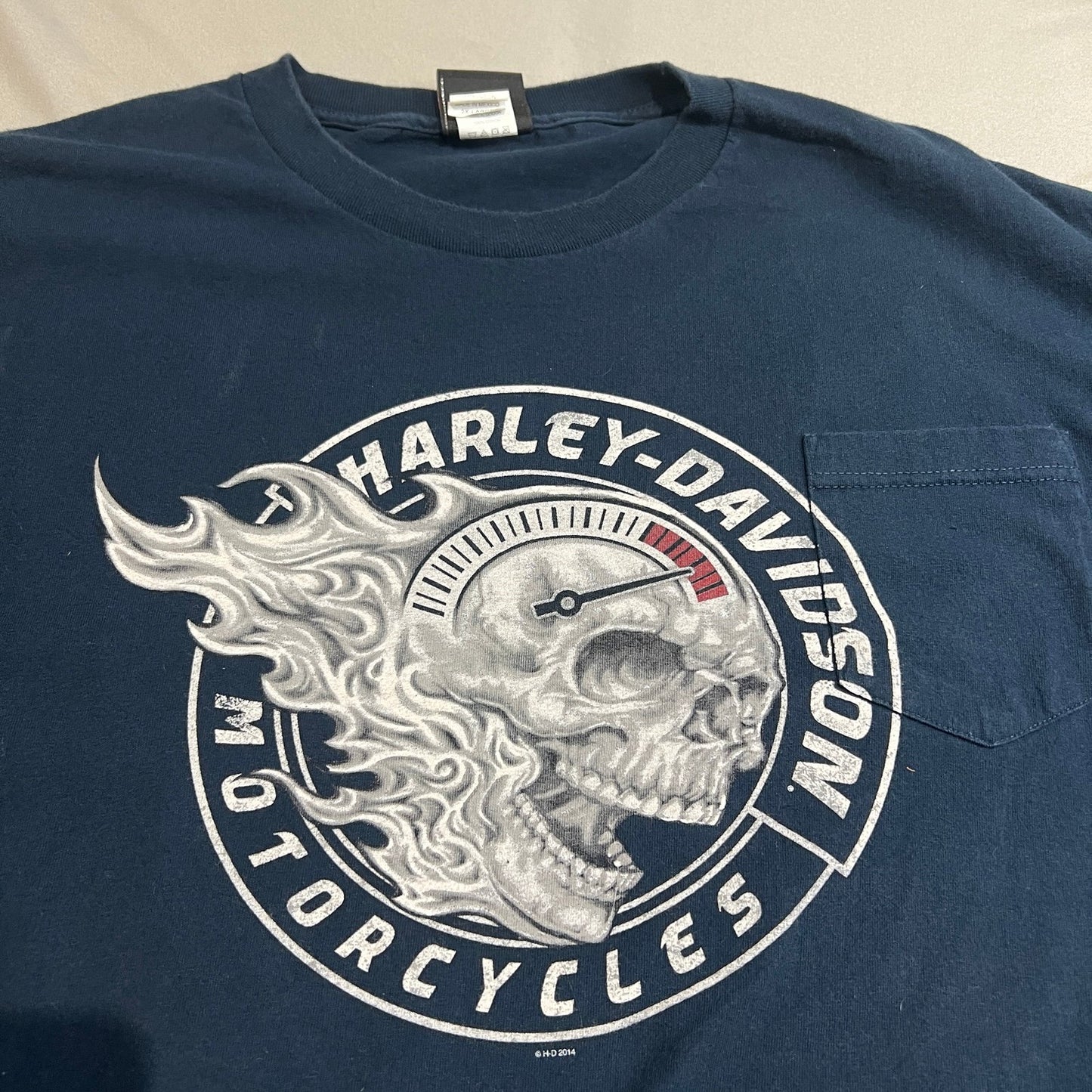 Harley Davidson White Mountain New Hampshire Shirt Mens XXL 2XL Blue Skull