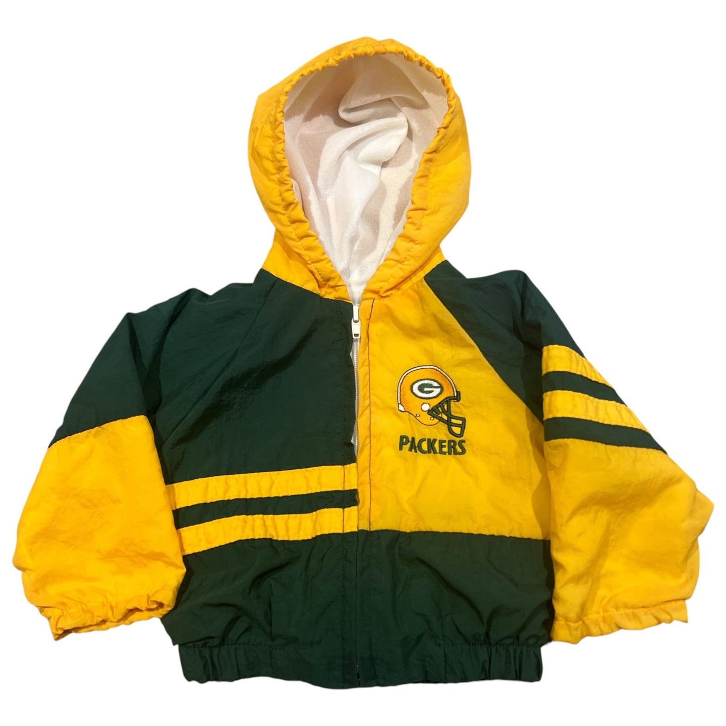 Green Bay Packers Zip Up Hooded Windbreaker Jacket Kids 18 Months NFL