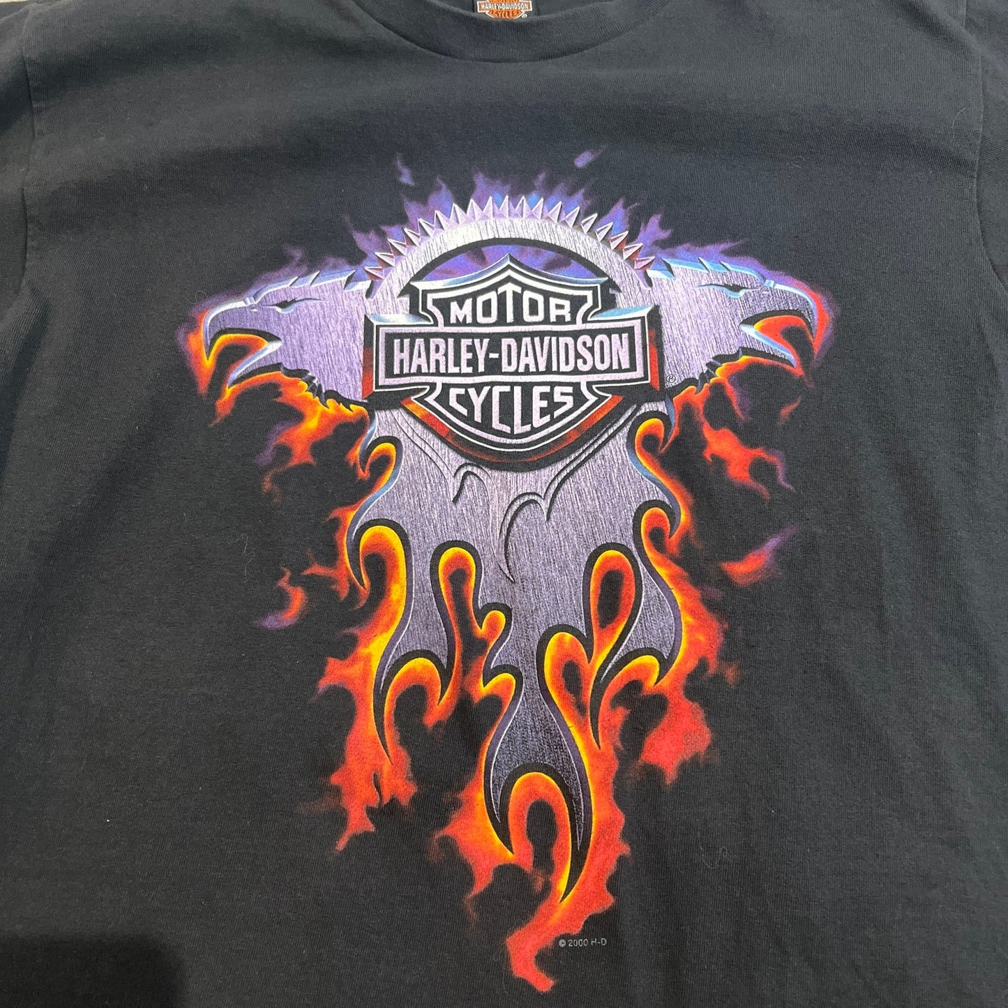 Vintage 2000 Harley Davidson Downtown Seattle Shirt Mens Large Flames Black