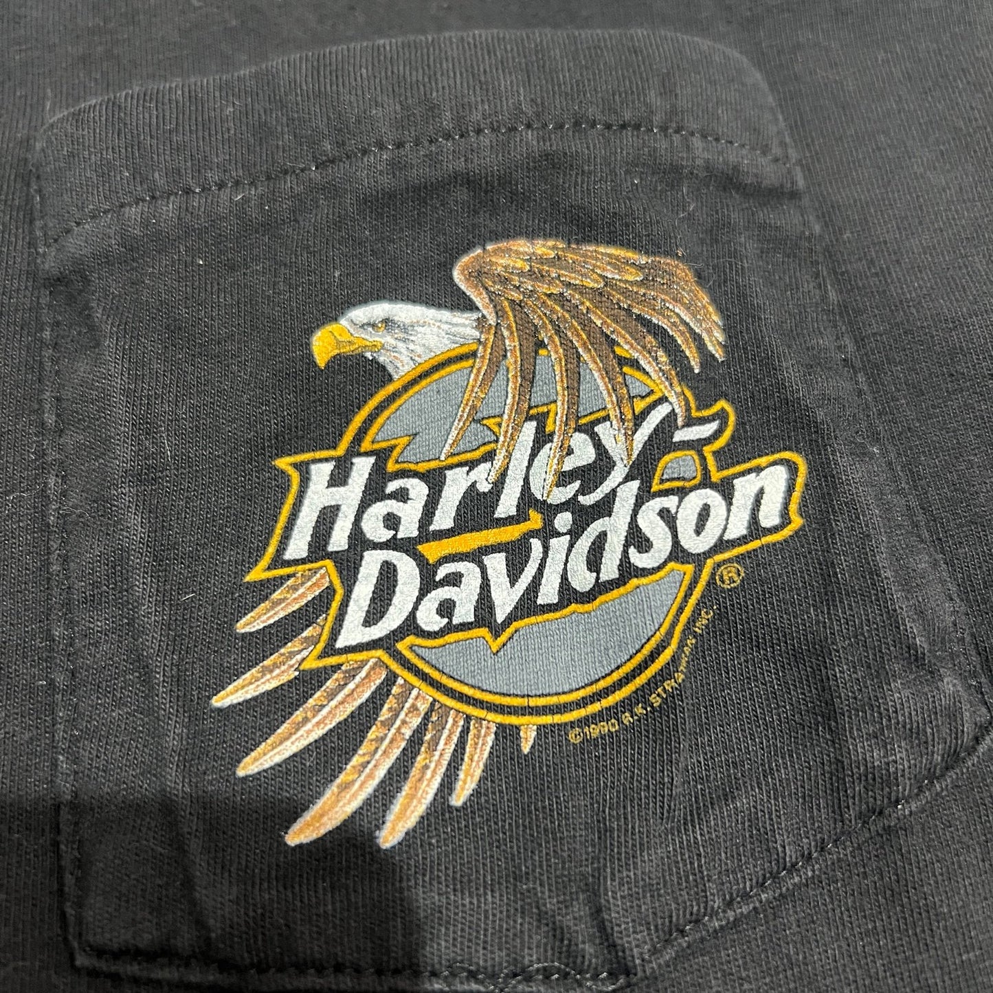 Vintage 90's Harley Davidson Pocket Shirt Womens XL Shore Sleeve Black Princeton