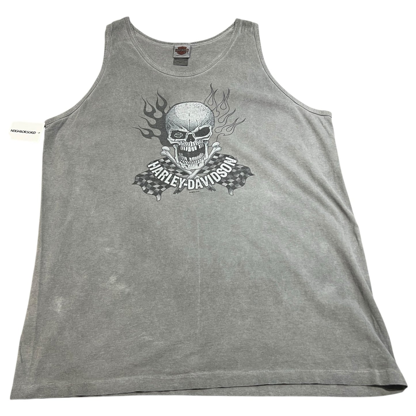 Harley Davidson Sleeveless Tank Top Shirt Mens 2XL XXL Gray Sioux Falls Skull