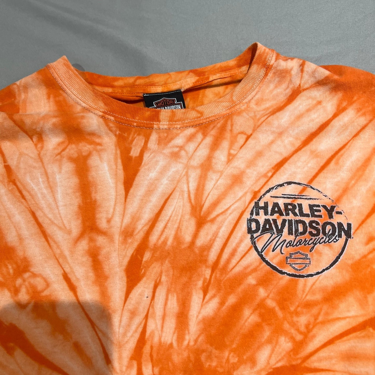 Harley Davidson Tie Dye Shirt Mens XL Orange Short Sleeve Motorcycle Biker