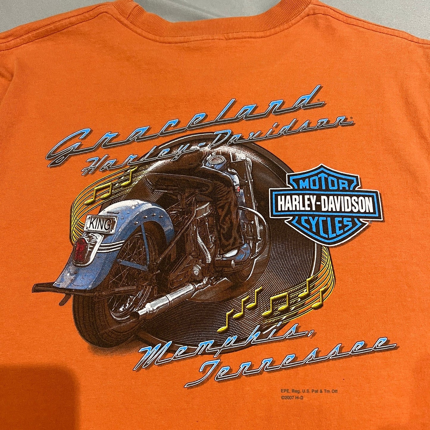 Harley Davidson Sleeveless Tank Top Shirt Mens XL Graceland Memphis Orange