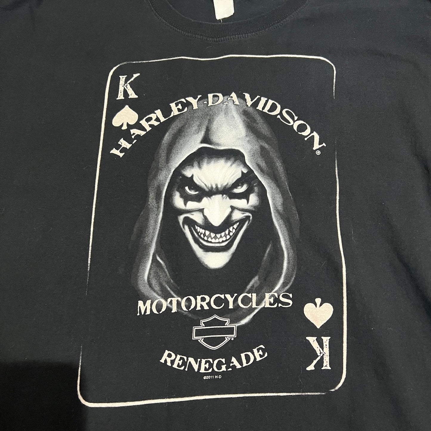 Harley Davidson Black River Falls Shirt Mens 2XL XXL Renegade Card Clown Black
