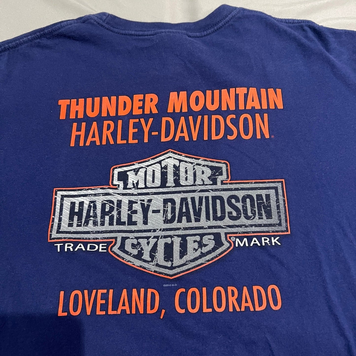 Harley Davidson Shirt Womens 2XL XXL Thunder Mountain Blue Loveland