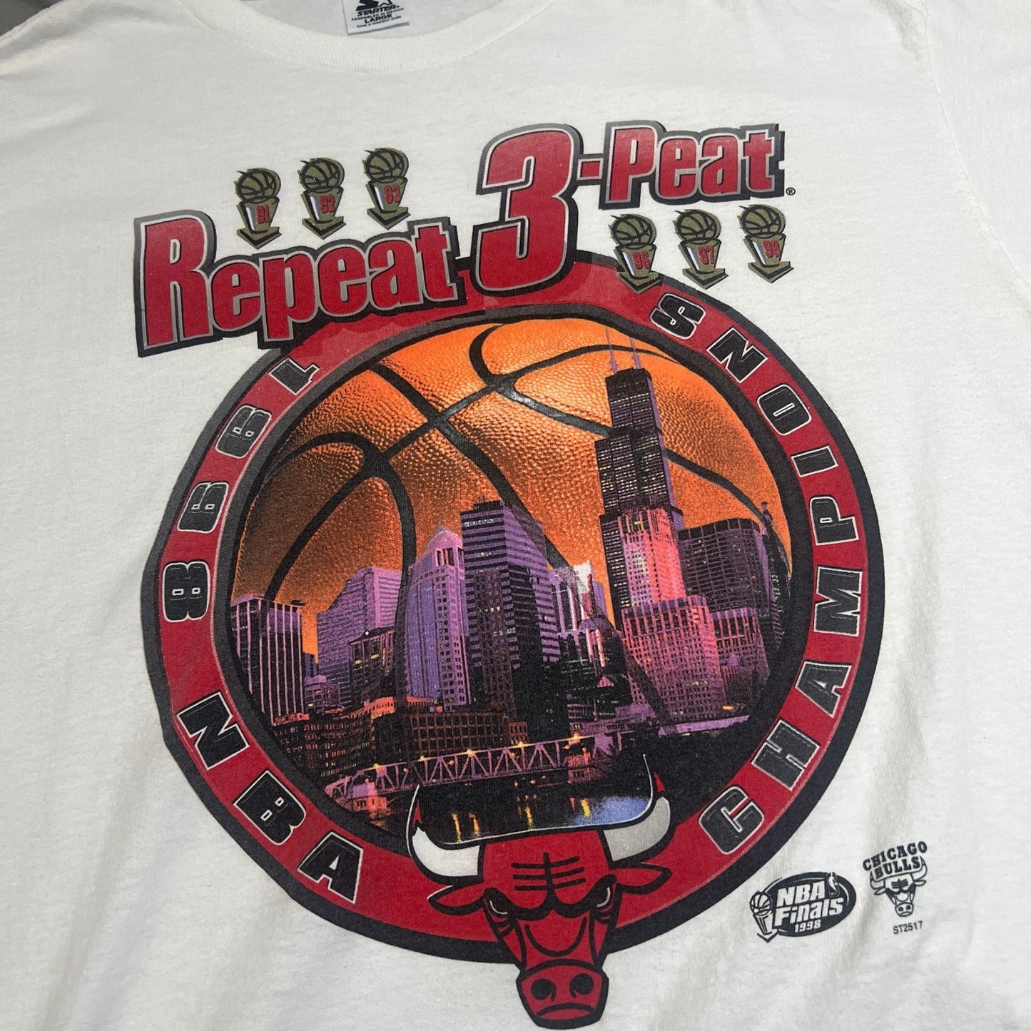 Vintage Starter Chicago Bulls 1998 NBA Championship Repeat 3-Peat Mens Large