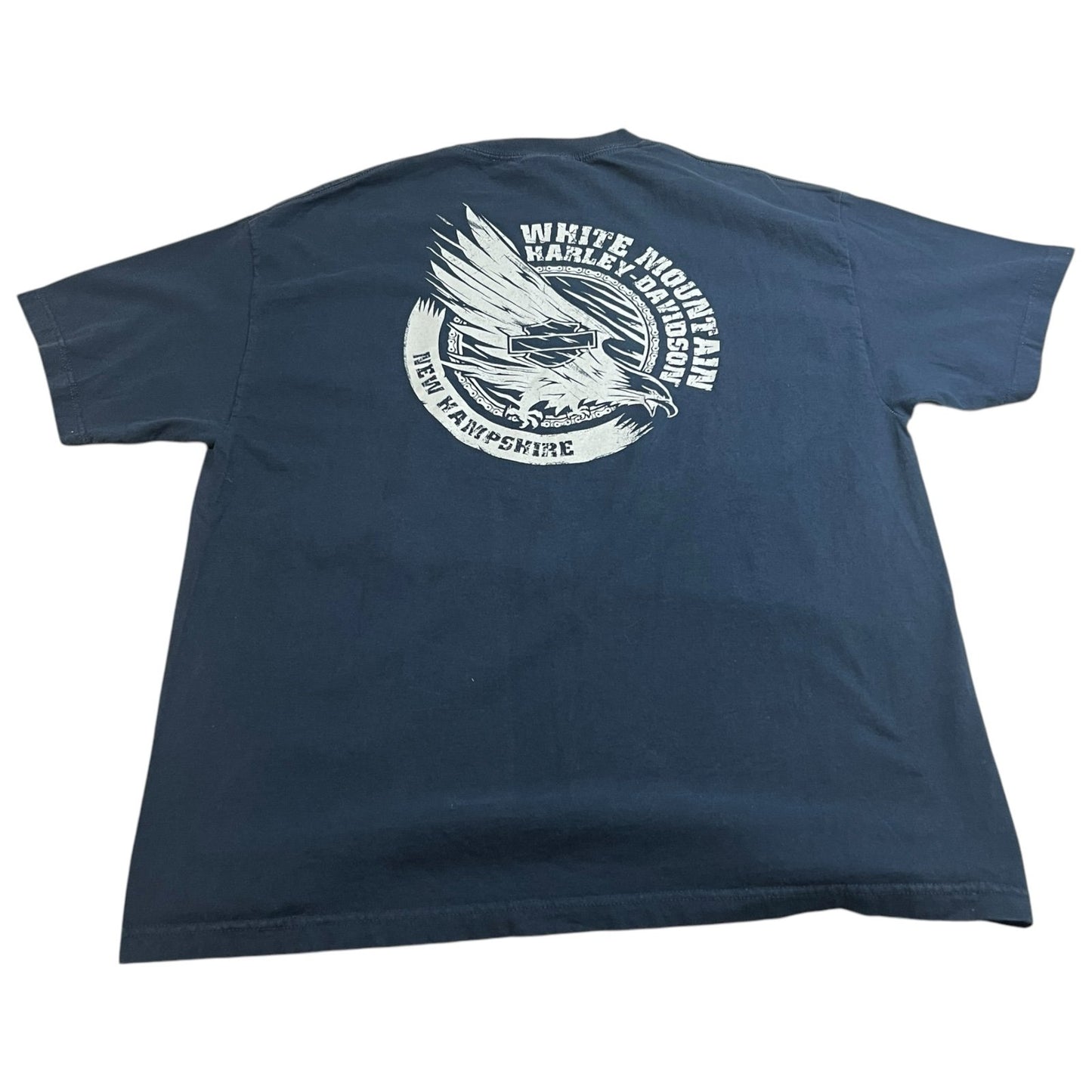 Harley Davidson White Mountain New Hampshire Shirt Mens XXL 2XL Blue Skull