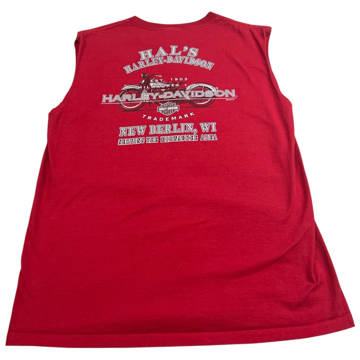 Harley Davidson Hal's New Berlin Sleeveless Tank Top Shirt Mens XL Red