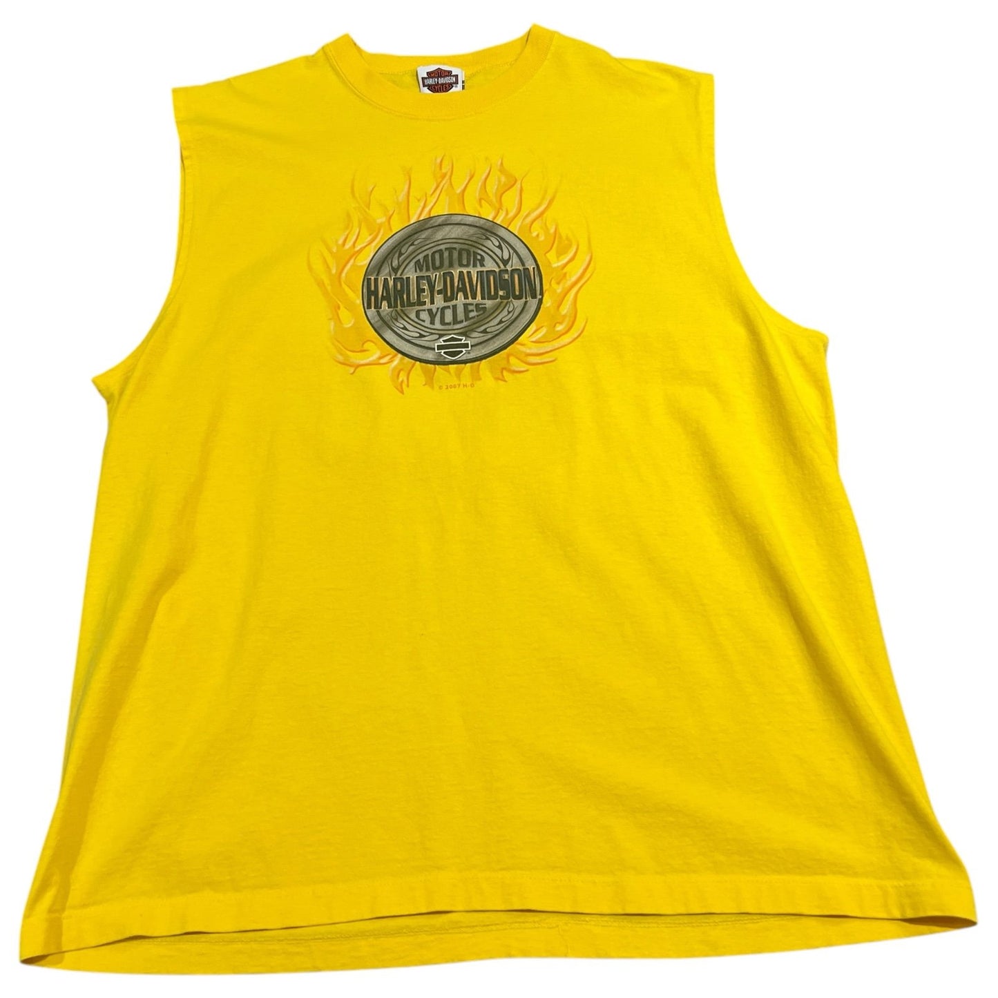 Harley Davidson Mann's Columbus Sleeveless Tank Top Shirt Mens XL Yellow