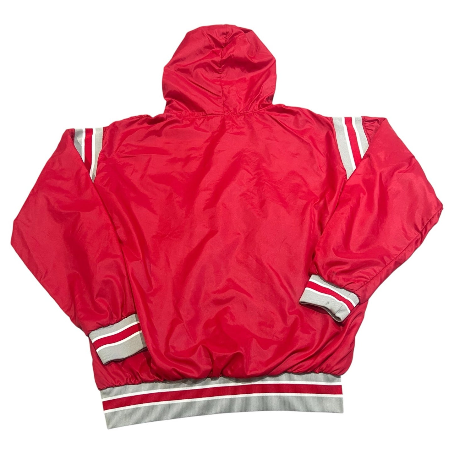 Vintage Russell Athletic Hooded Windbreaker Jacket Mens Medium Red Pullover