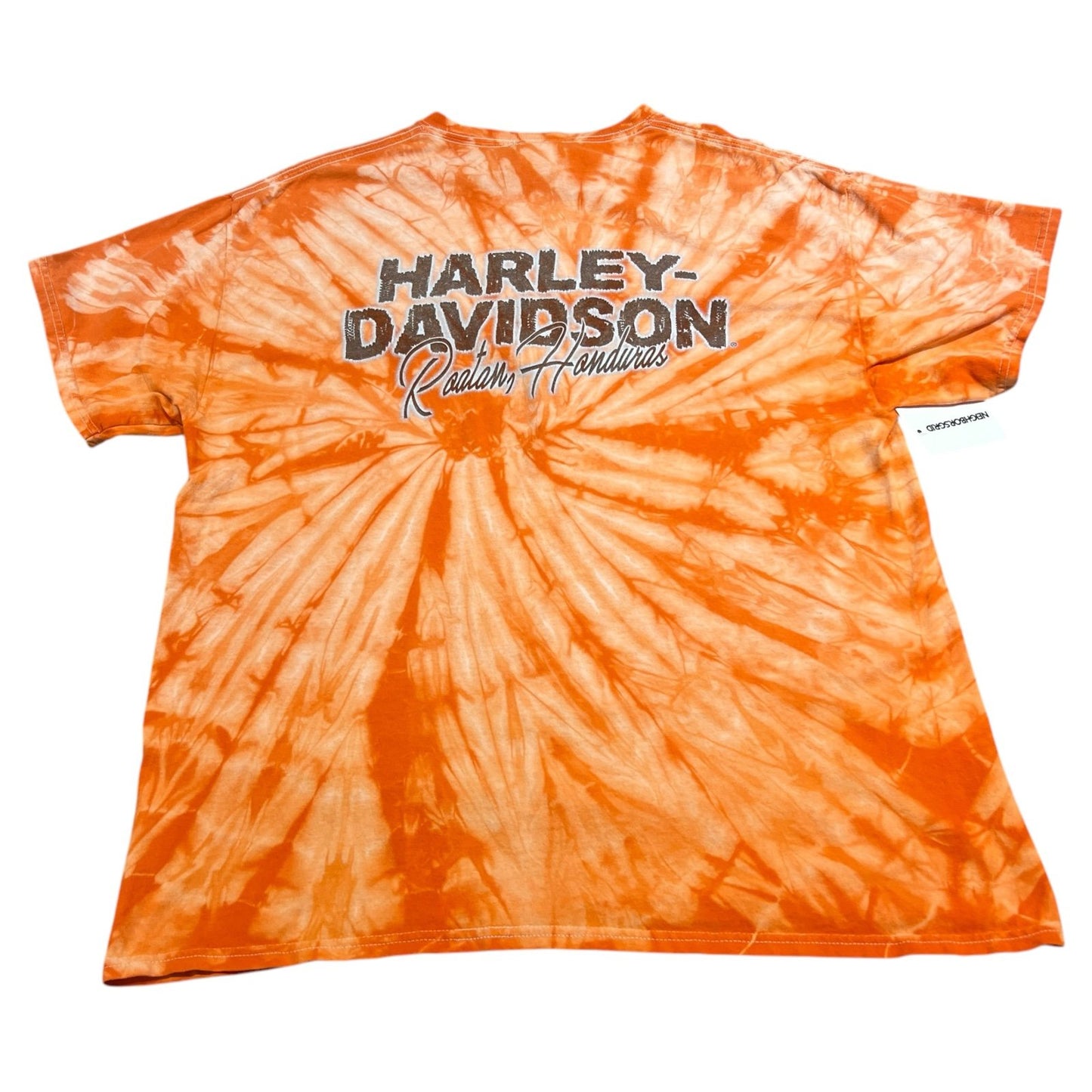 Harley Davidson Tie Dye Shirt Mens XL Orange Short Sleeve Motorcycle Biker