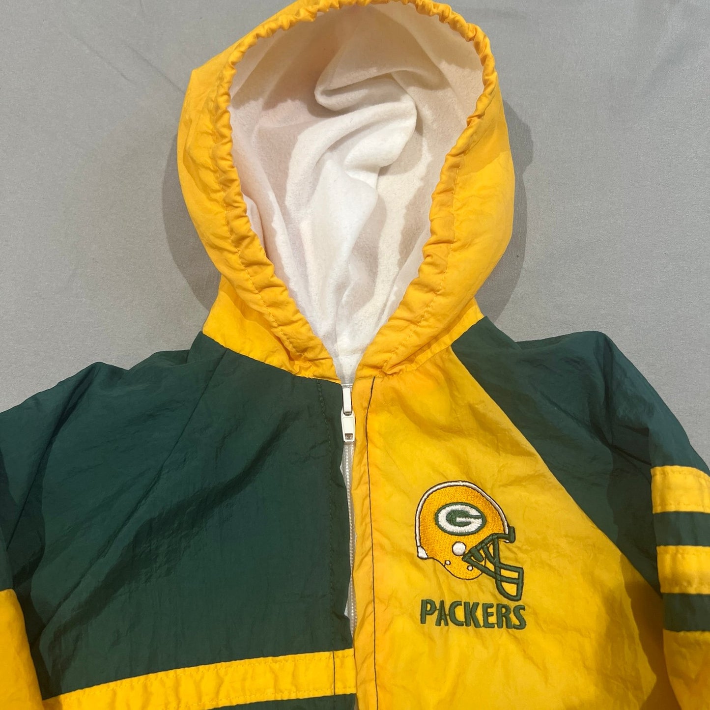 Green Bay Packers Zip Up Hooded Windbreaker Jacket Kids 18 Months NFL