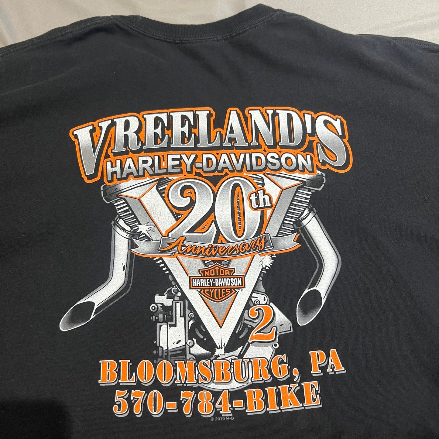 Harley Davidson Bloomsburg Vreelands 20th Anniversary Shirt Mens 2XL XXL Black