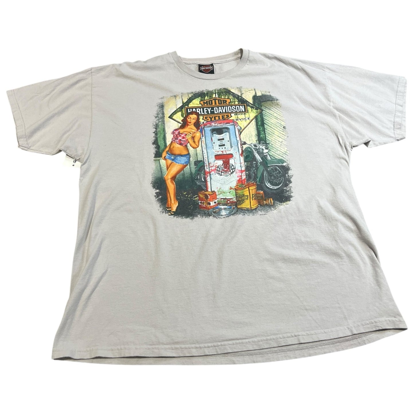 Harley Davidson Denver Mile High Shirt Mens 2XL XXL White Short Sleeve Pin Up