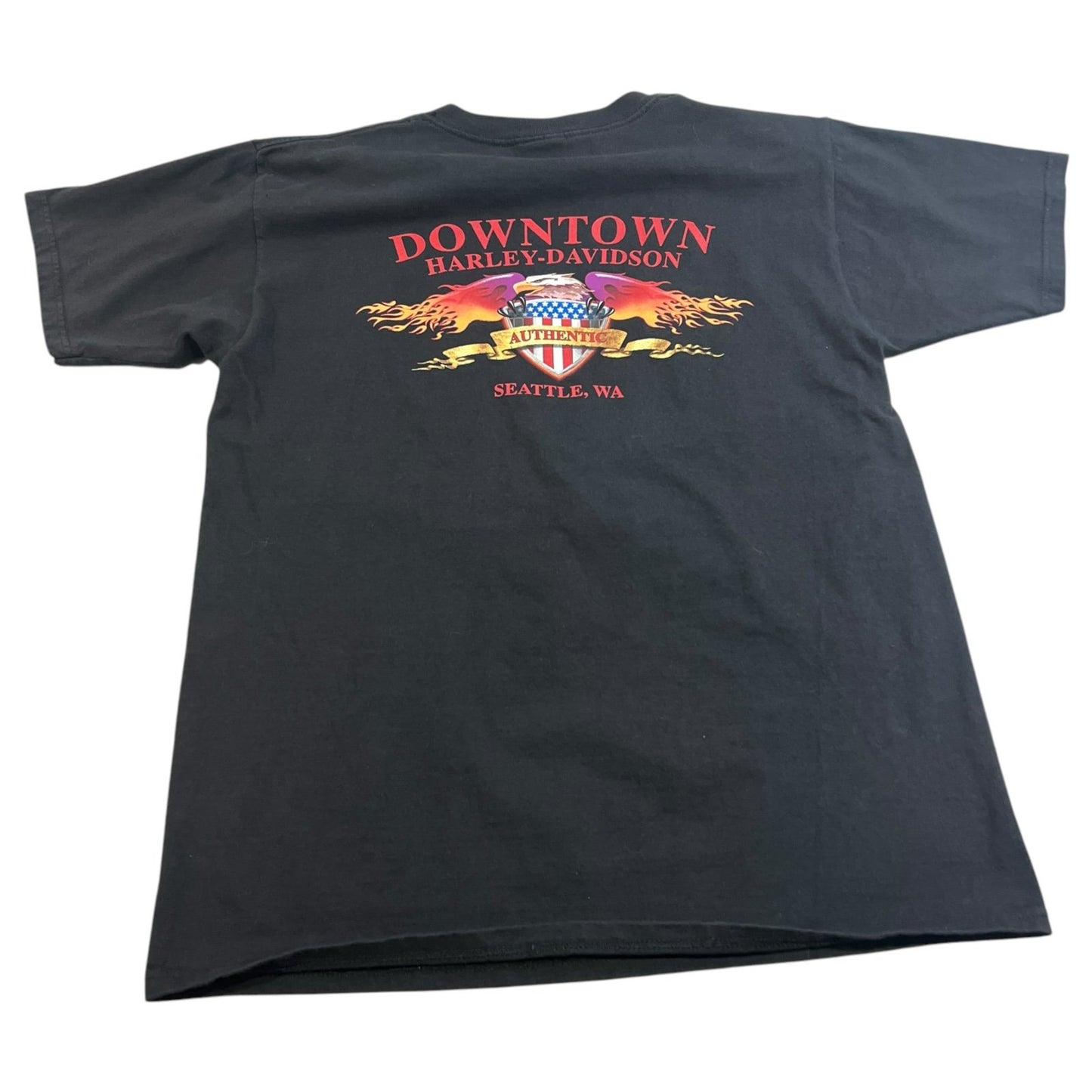 Vintage 2000 Harley Davidson Downtown Seattle Shirt Mens Large Flames Black