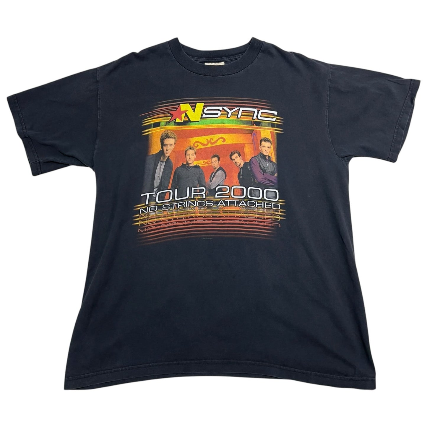 Vintage 2000 NSYNC No Strings Attached Tour Shirt Mens Large Black Short Sleeve