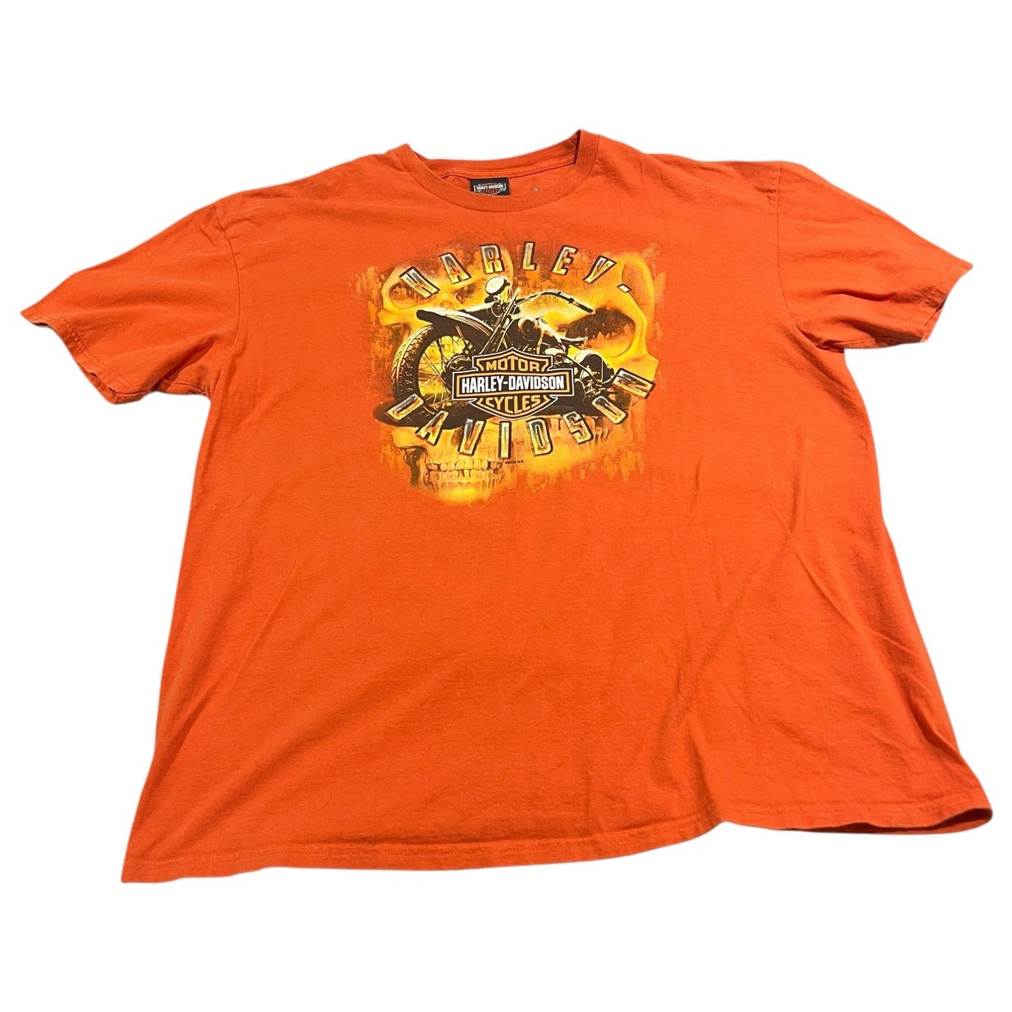 Harley Davidson Honolulu Hawaii Shirt Mens 2XL XXL Short Sleeve Orange Flames