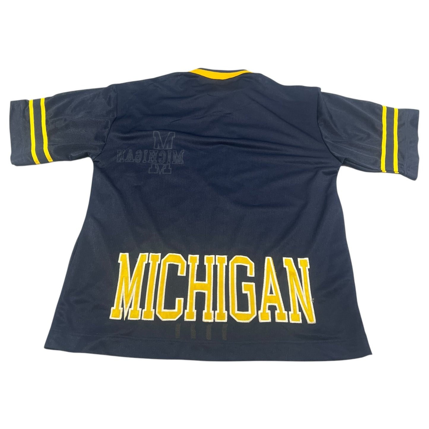 Vintage University Of Michigan Wolverines Collared Zip Up Shirt Mens XL Blue