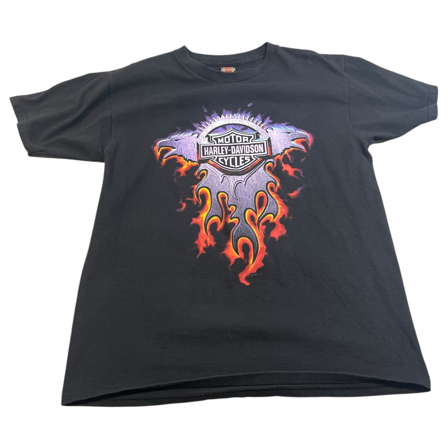 Vintage 2000 Harley Davidson Downtown Seattle Shirt Mens Large Flames Black