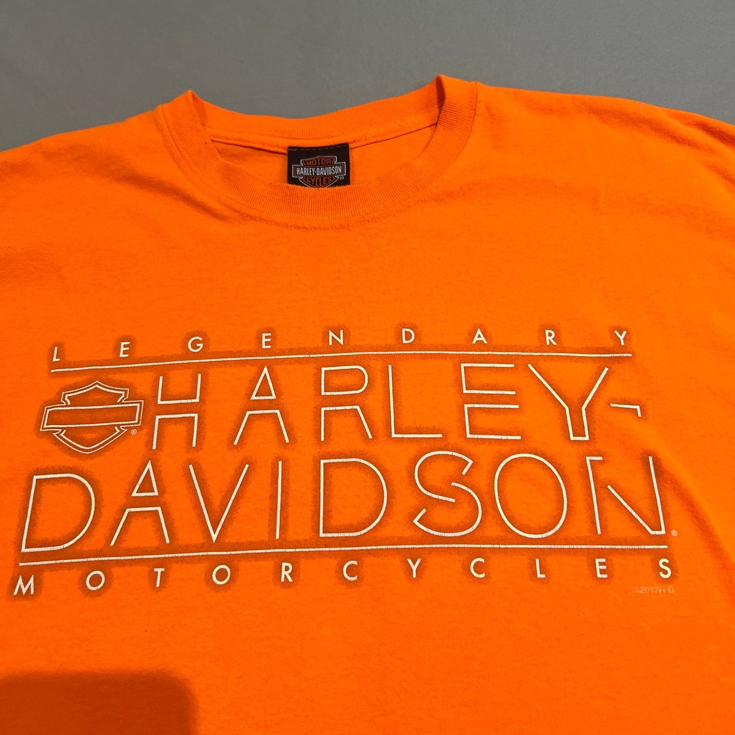 Harley Davidson Stan's Batavia Shirt Mens 2XL XXL Legendary Orange Short Sleeve